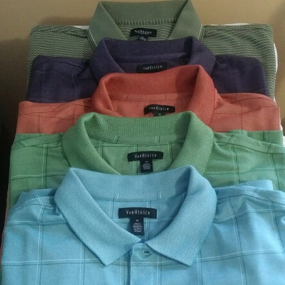 *SOLD!!!* Lot Of 5 VAN HEUSEN MEN'S POLO SHIRTS